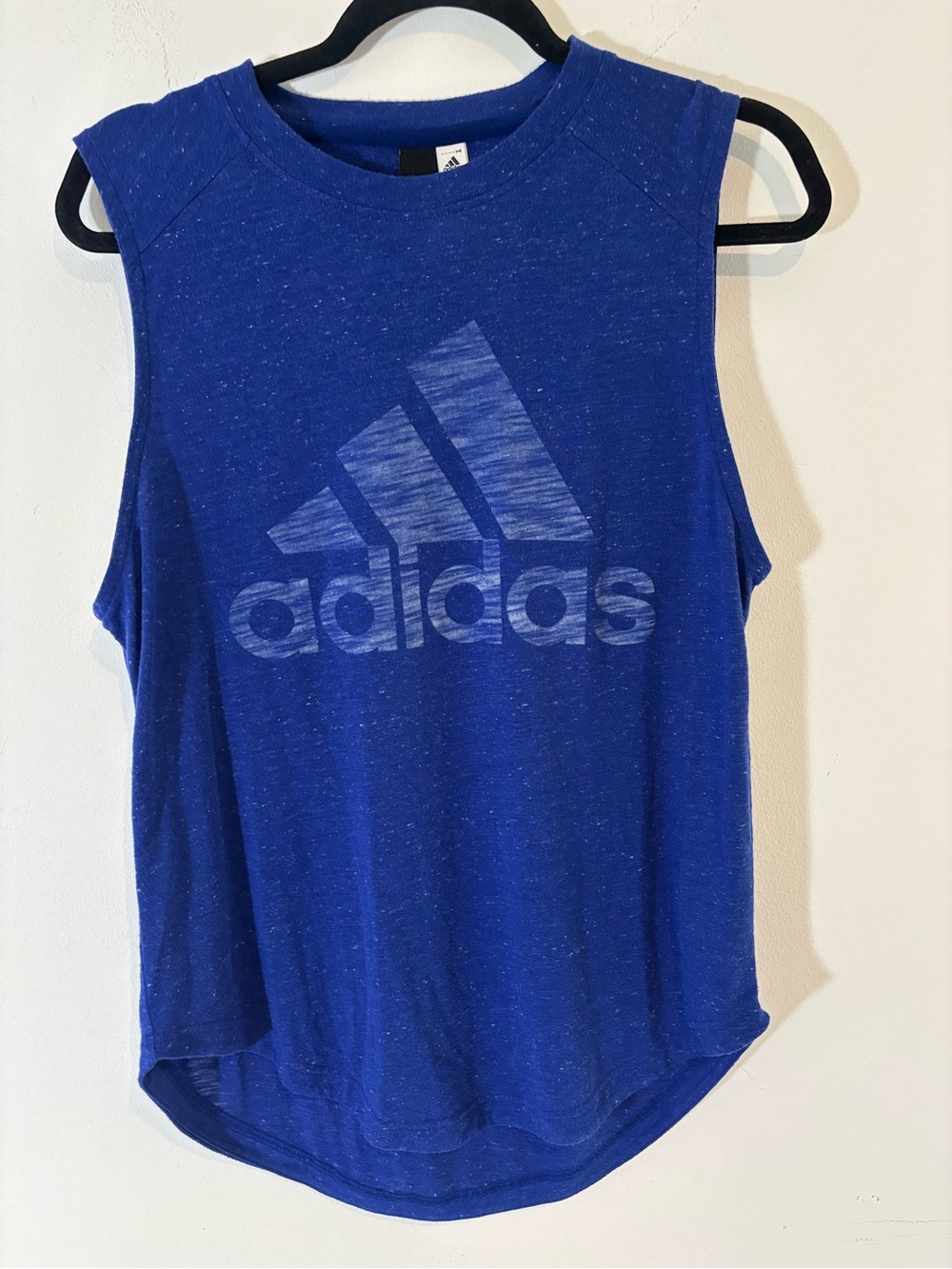 Adidas Women Size Small Sleeveless Blue Logo Shirt Casual Workout Athletic